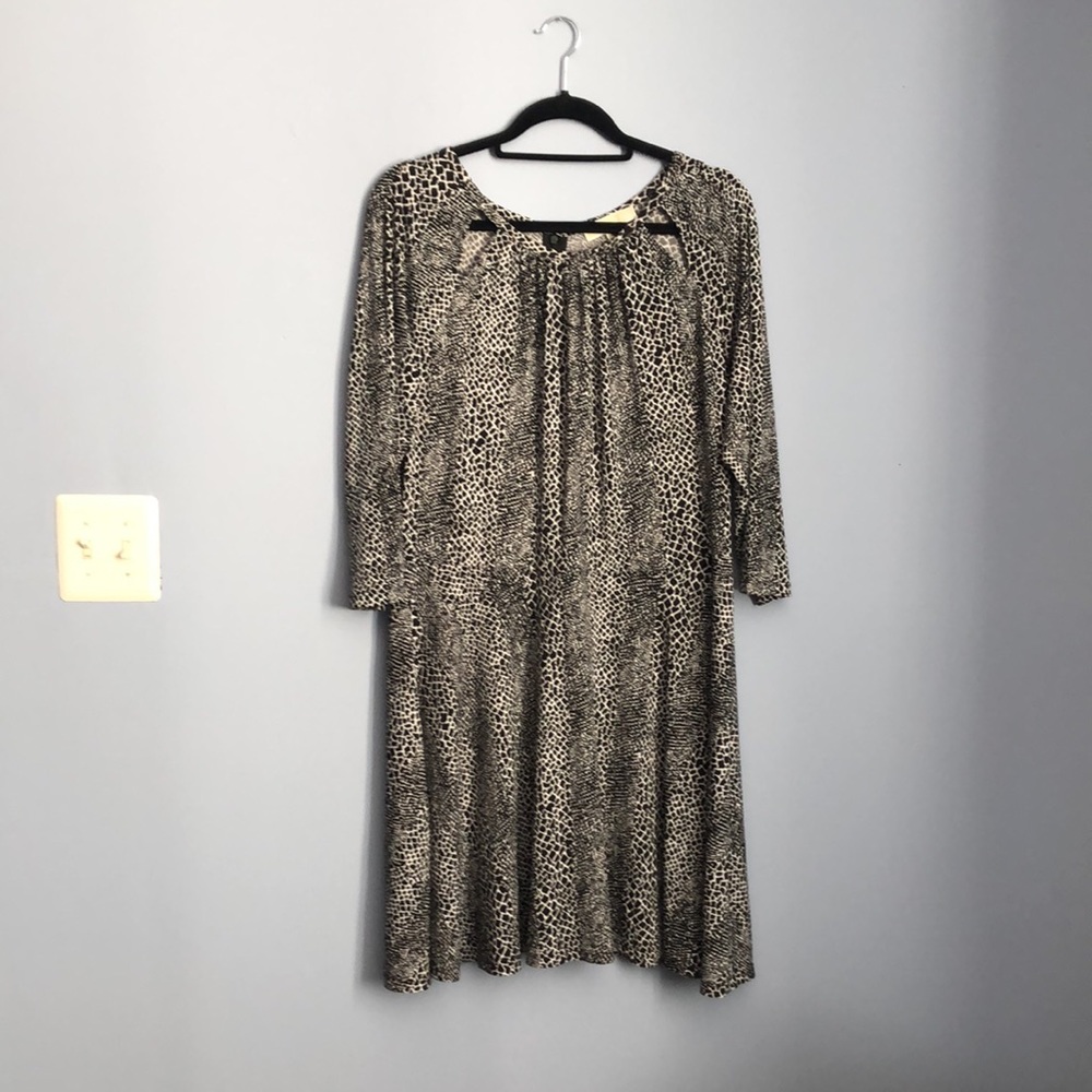 ⭕️ PRICE FIRM NEW MICHAEL Michael Kors 0X Black and White Print Cutouts Dress - Picture 3 of 8